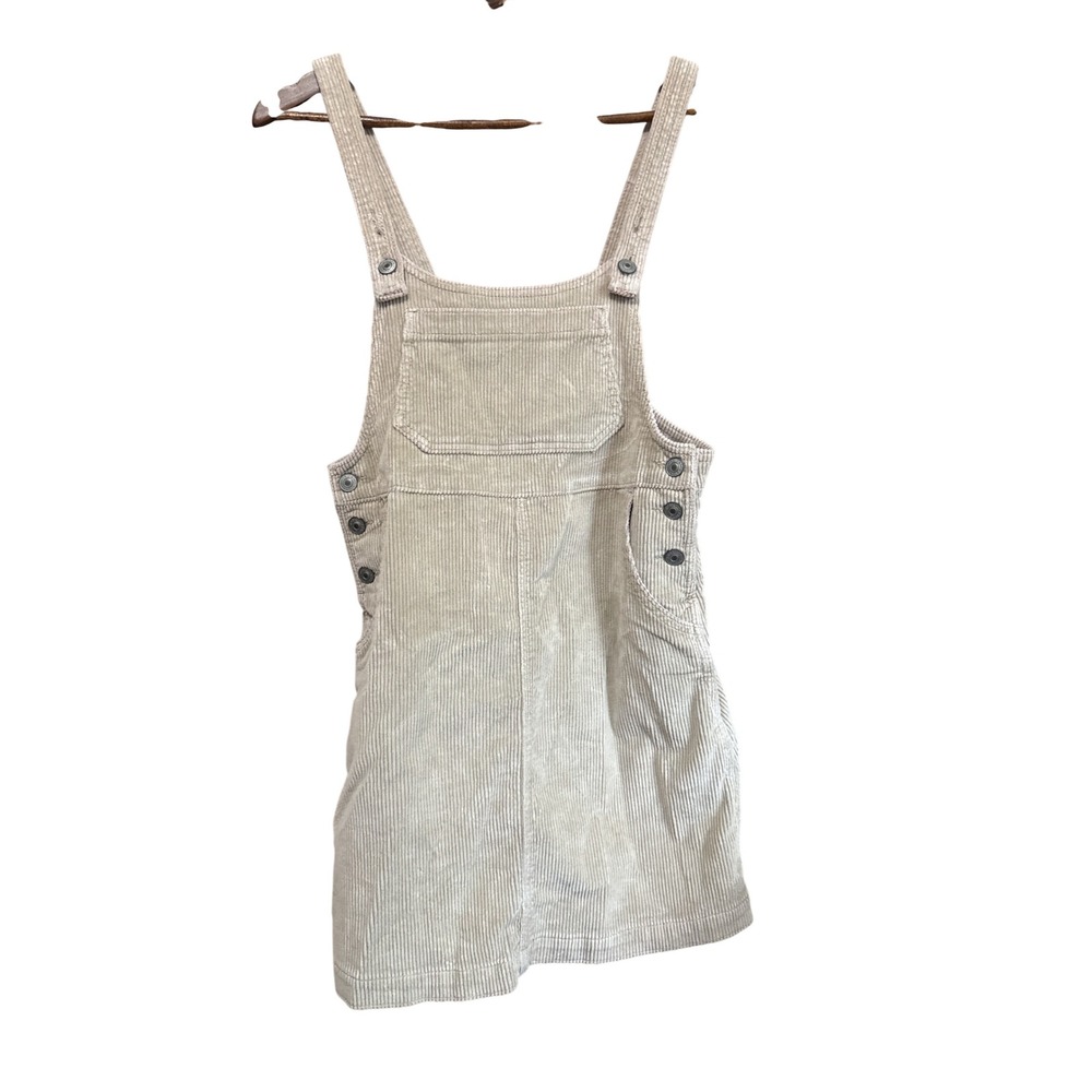 American Eagle Corduroy Pinafore Dress Women light green Mini Overall Bib Pocket